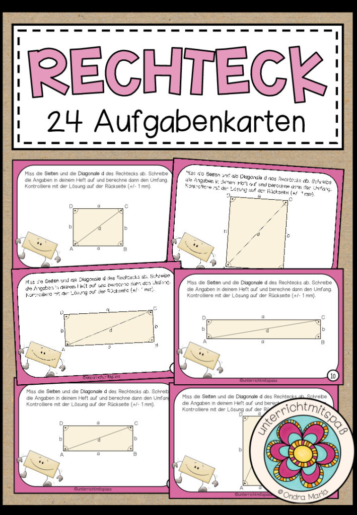 RECHTECK (Umfang) – 24 Aufgabenkärtchen