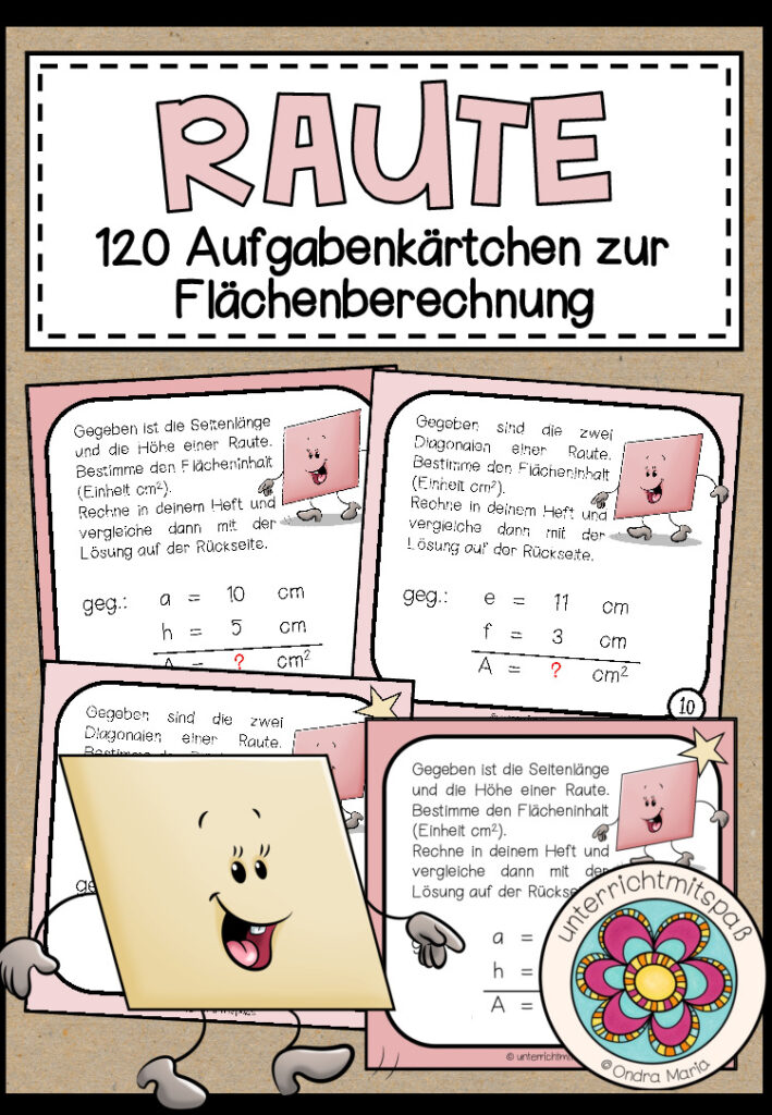 RAUTE (Fläche) – 120 Aufgabenkärtchen