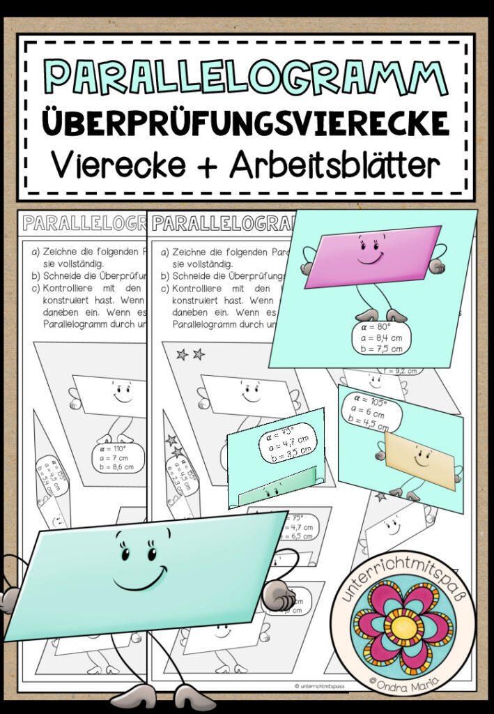 PARALLELOGRAMM – Überprüfungsvierecke (Vierecke + Arbeitsblätter)