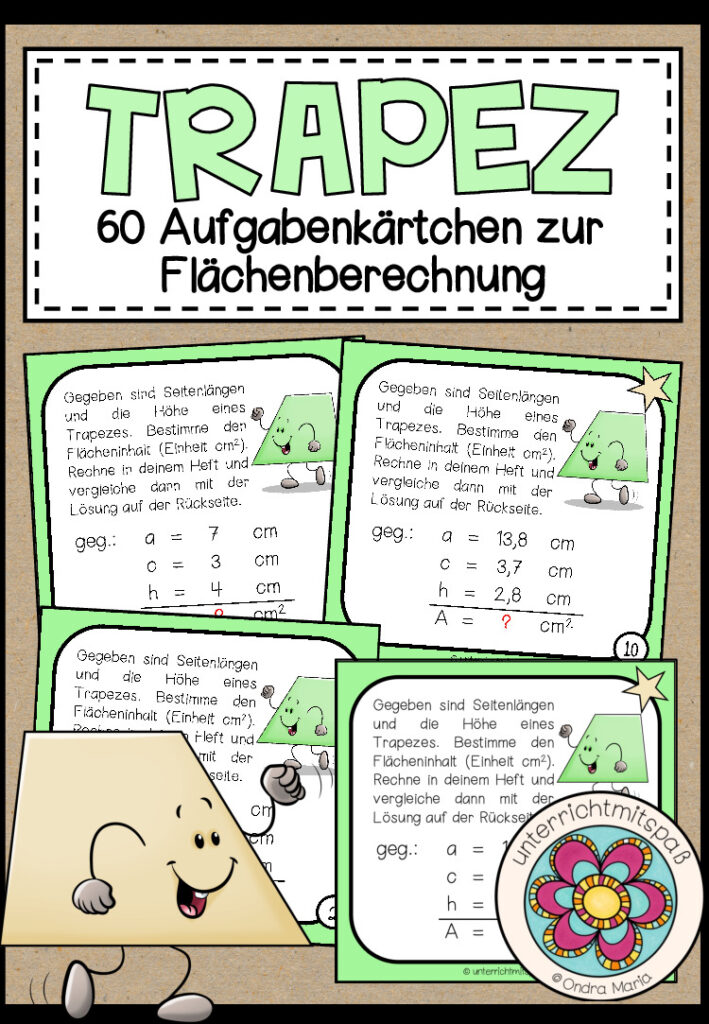 TRAPEZ (Fläche) – 60 Aufgabenkärtchen