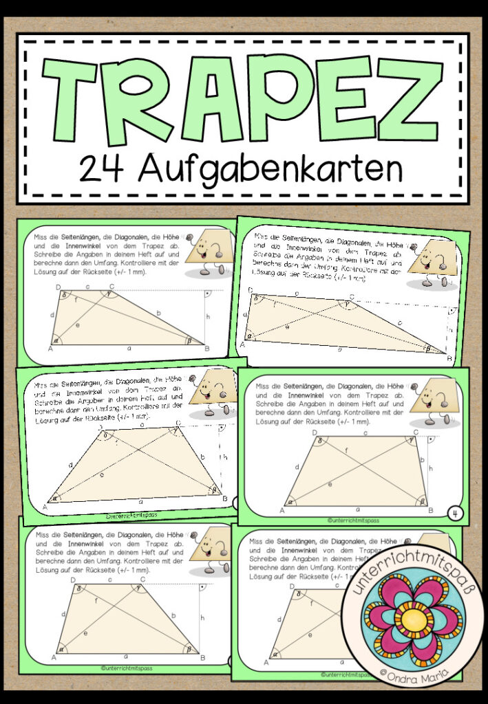 TRAPEZ (Umfang) – 24 Aufgabenkärtchen