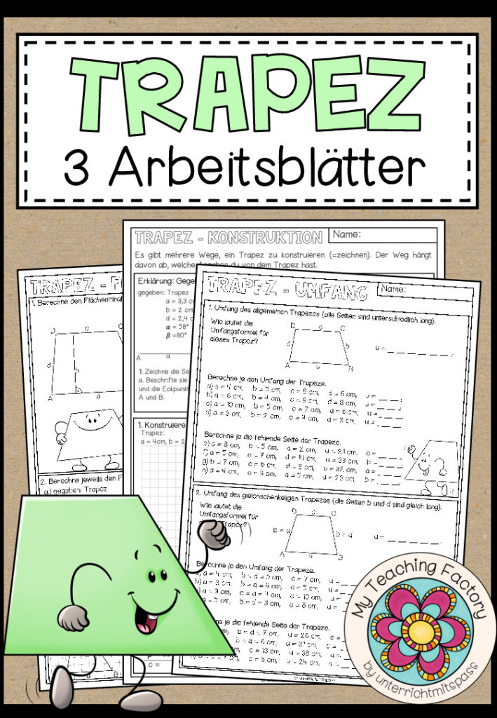 Trapez – 3 Arbeitsblätter