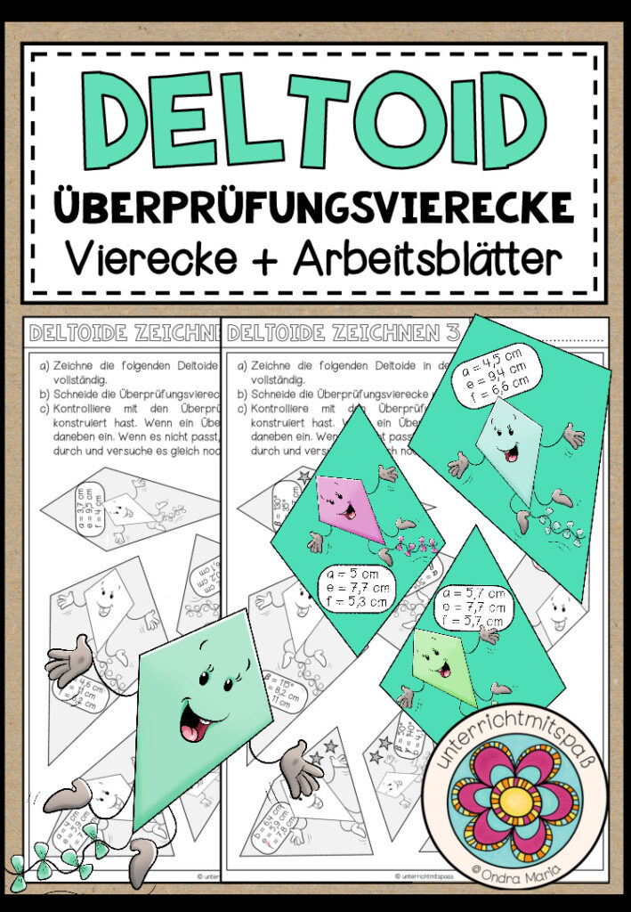 DELTOID (Drachen) – Überprüfungsvierecke (Vierecke + Arbeitsblätter)