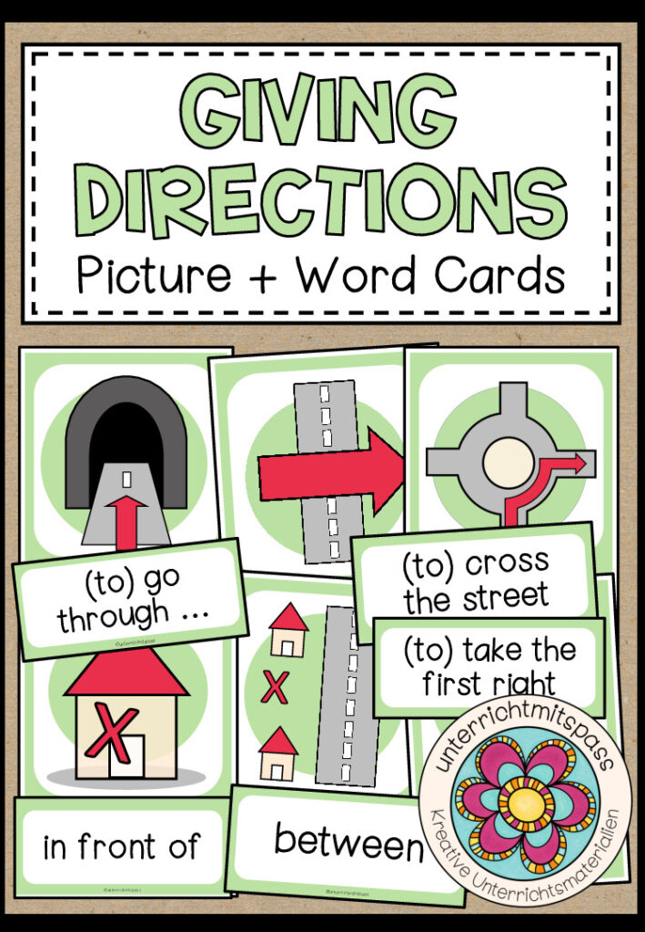 GIVING DIRECTIONS – Picture + Word Cards