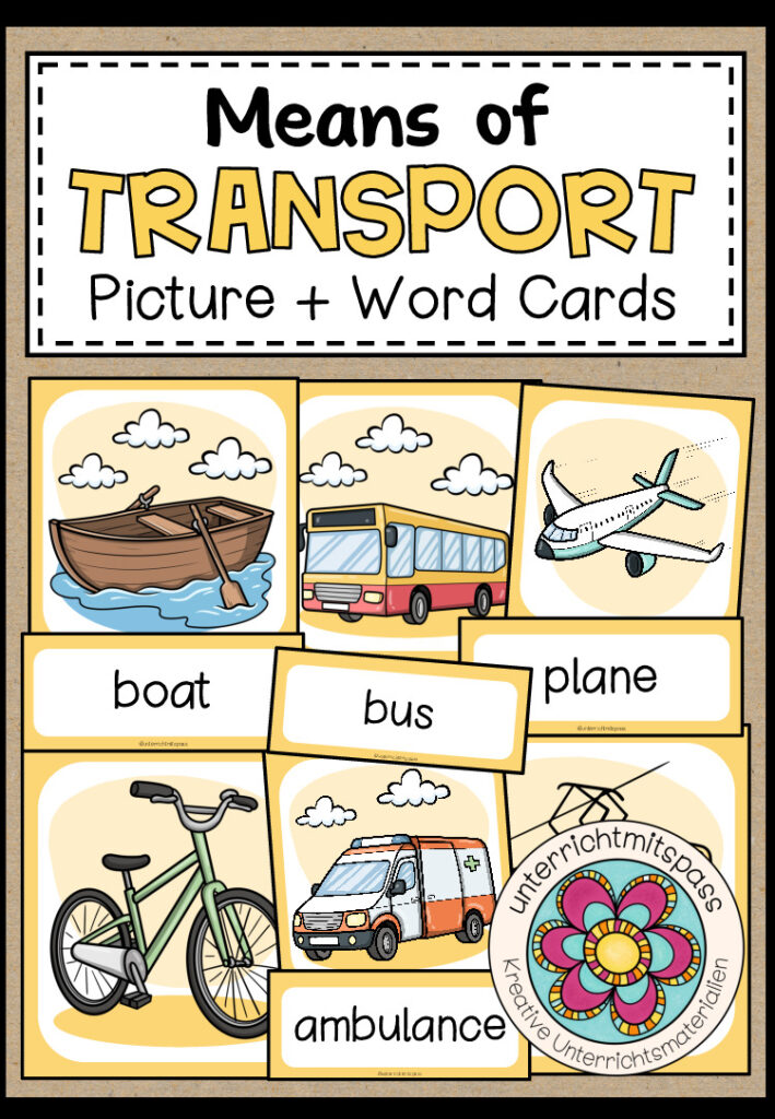 MEANS OF TRANSPORT – Picture + Word Cards