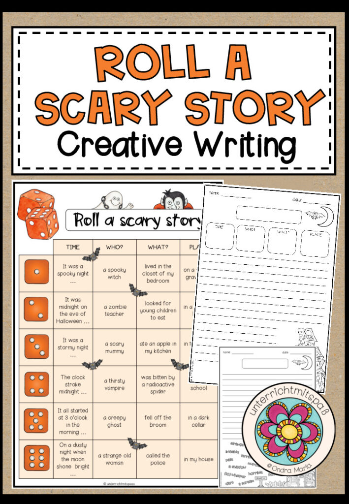 Roll a scary story + writing templates (3 Versionen)