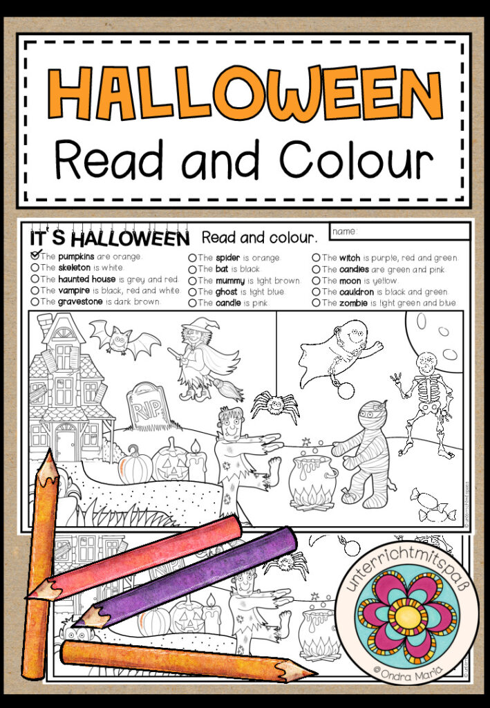 Halloween – Read and Colour (2-fach differenziert)