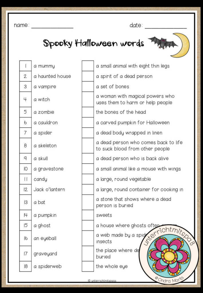 HALLOWEEN – Vocabulary Work (English-English)