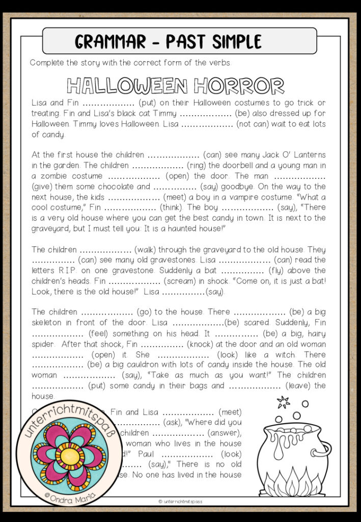 Past Simple – Grammar Worksheet (Halloween Story)