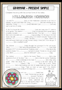 Present Simple – Grammar Worksheet (Halloween Story)