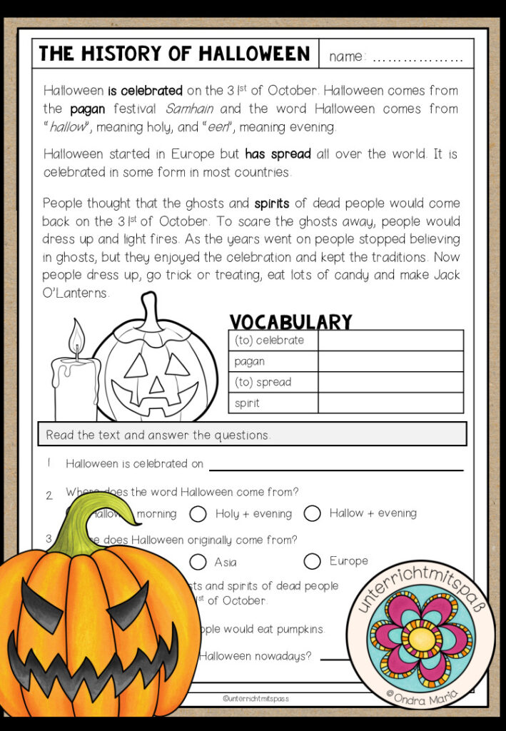 The History of Halloween – Reading Comprehension