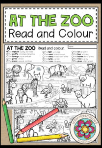 AT THE ZOO – Read and colour (2-fach differenziert)