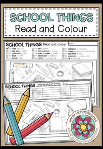 School Things – Read and Colour (2-fach differenziert)