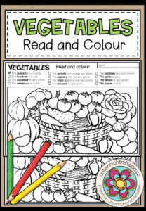 VEGETABLES – Read and Colour (2-fach differenziert)