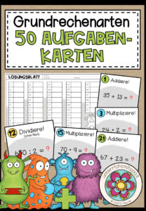 GRUNDRECHENARTEN – Aufgabenkärtchen (gemischte Aufgaben für die 4./5. Schulstufe)