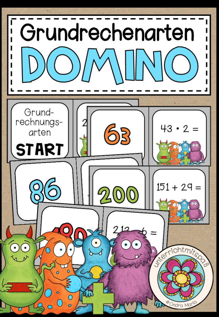 GRUNDRECHENARTEN – Domino (gemischte Aufgaben für die 4./5. Schulstufe)