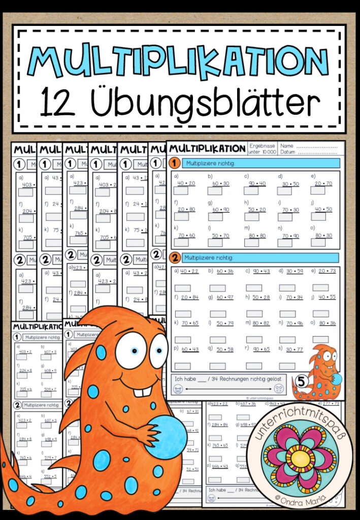 MULTIPLIKATION – 12 Arbeitsblätter