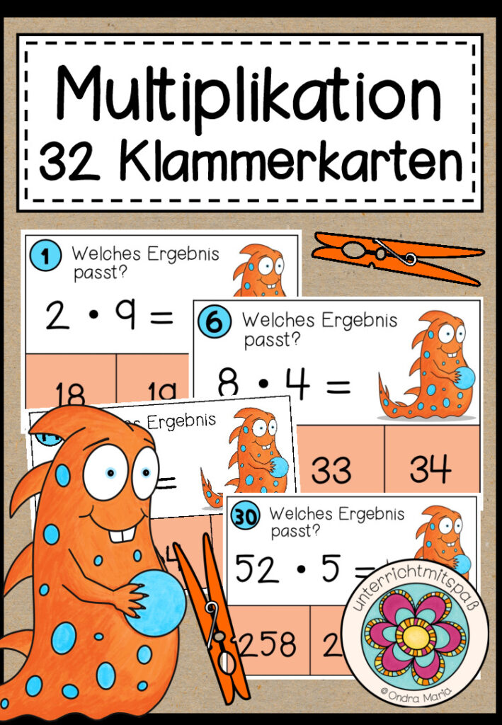MULTIPLIKATION – 32 Klammerkarten