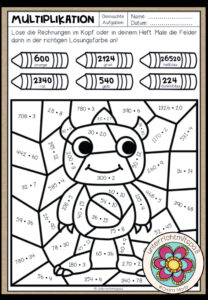 MULTIPLIKATION – Malen nach Zahlen (Arbeitsblatt)