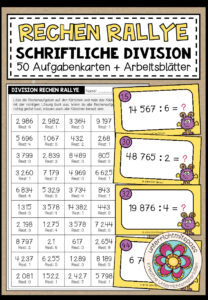 RECHEN RALLYE (Division mit Rest 1) – 50 Kärtchen + Arbeitsblätter