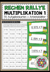 RECHEN RALLYE (Multiplikation 1) – 50 Kärtchen + Arbeitsblätter