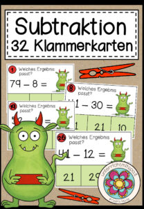 SUBTRAKTION – 32 Klammerkarten
