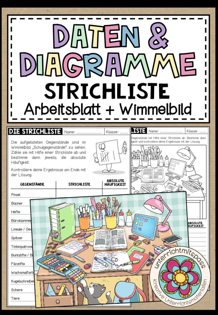STRICHLISTE (Daten & Diagramme) – Arbeitsblätter + Wimmelbild