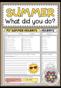 My summer holidays – Writing/Speaking (2-fach differenziertes Worksheet)