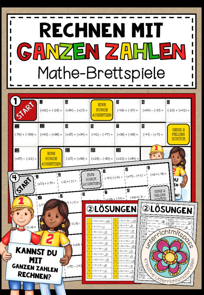 RECHNEN MIT GANZEN ZAHLEN – 4 Mathe-Brettspiele