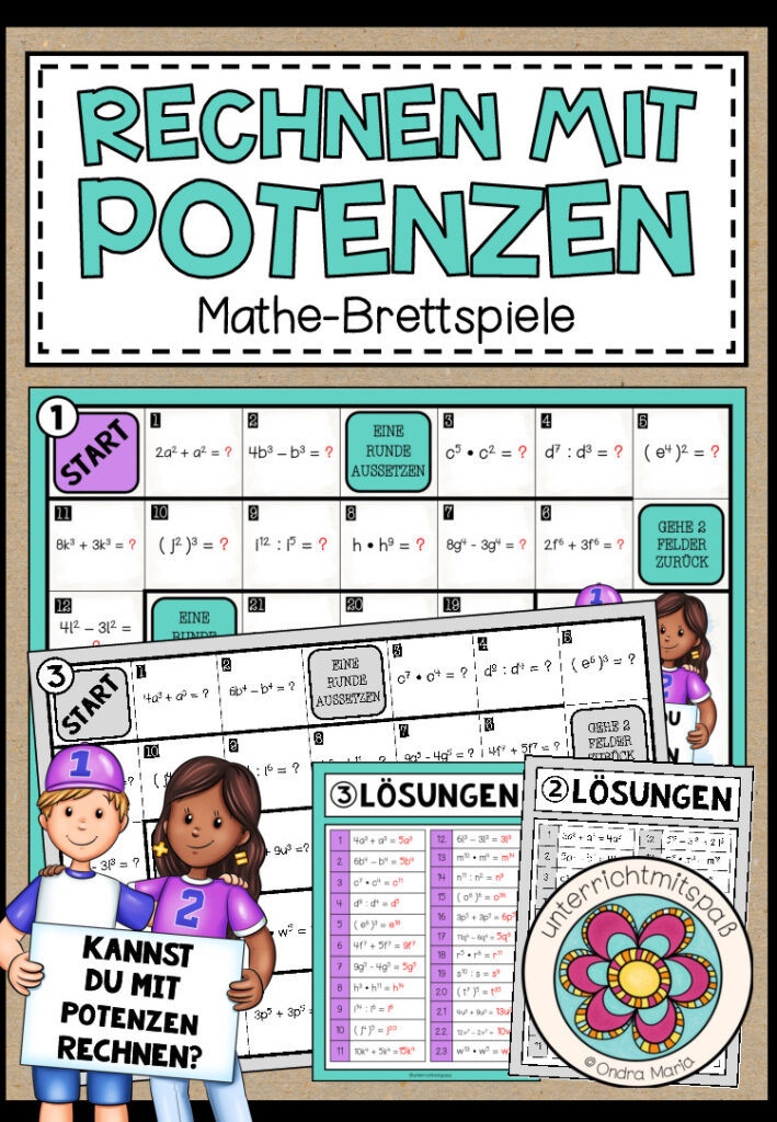 RECHNEN MIT POTENZEN – 3 Mathe-Brettspiele
