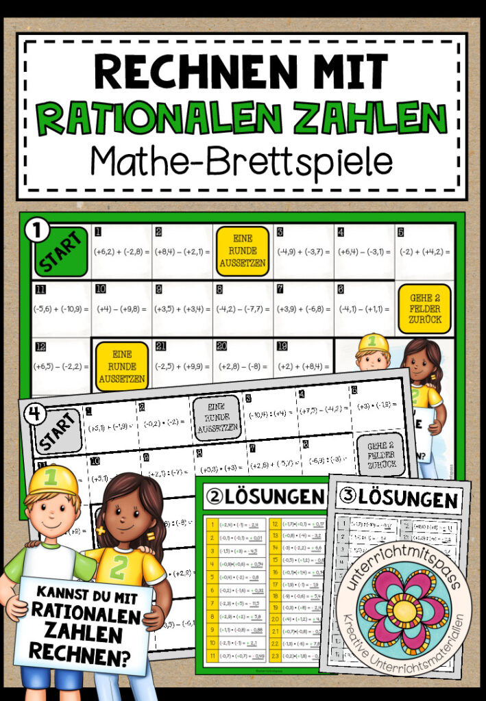RECHNEN MIT RATIONALEN ZAHLEN – 4 Mathe-Brettspiele