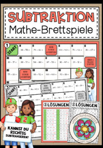 SUBTRAKTION (im Zahlenraum N) – 3 Mathe-Brettspiele