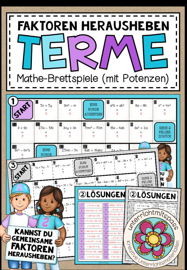 TERME (Faktoren herausheben) – 3 Mathe-Brettspiele