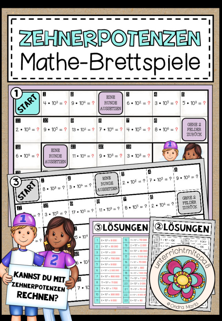 ZEHNERPOTENZEN – 3 Mathe-Brettspiele