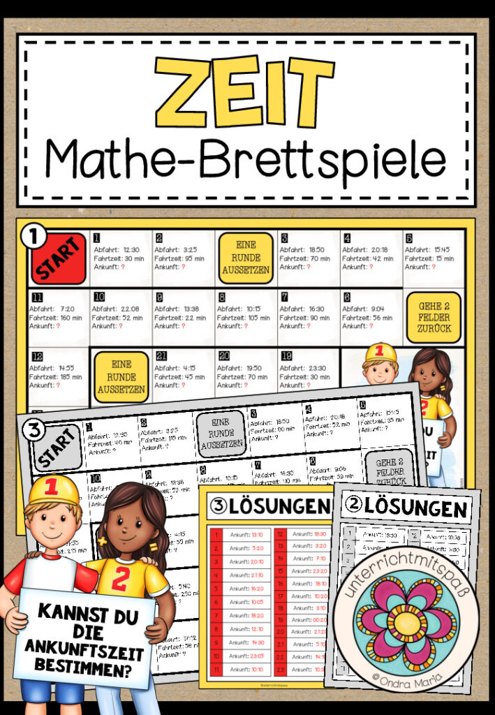 ZEIT (Ankunftszeiten bestimmen) – 3 Mathe-Brettspiele