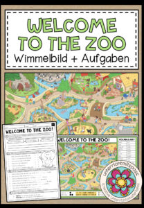AT THE ZOO – Wimmelbild + Aufgaben (Englisch 3.-5. Schulstufe)