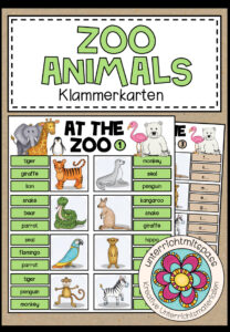 ZOO ANIMALS – Klammerkarten (differenziert)