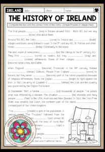 The History of Ireland – Grammar Worksheet (Simple Present vs Simple Past)