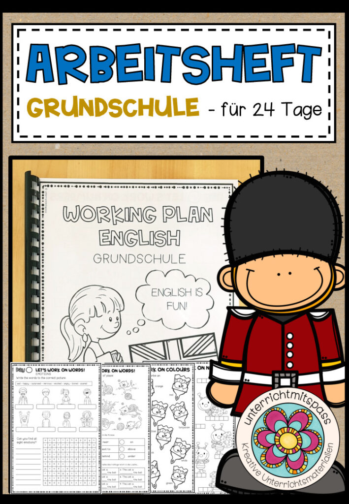 Arbeitsheft / Arbeitsplan / Übungsheft bei Schulschließung ENGLISCH GRUNDSCHULE für 24 Tage
