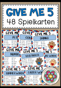 GIVE ME FIVE – 48 Spielkarten (in Farbe + s/w)