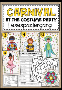 At the Costume Party – Story Walk (Lesespaziergang) 5-fach differenziert