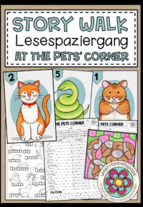 At the pets’ corner – Story Walk (Lesespaziergang) 5-fach differenziert
