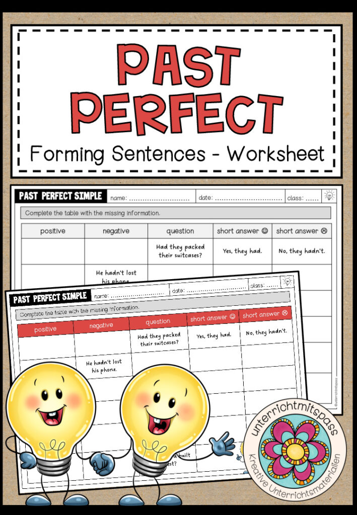 PAST PERFECT – Forming Sentences (Worksheet)