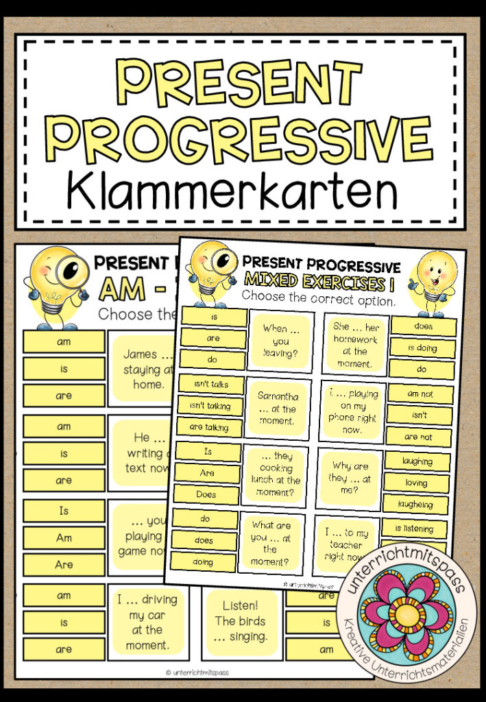 PRESENT PROGRESSIVE – Klammerkarten