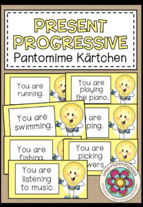 PRESENT PROGRESSIVE (Present Continuous) – Pantomime Kärtchen