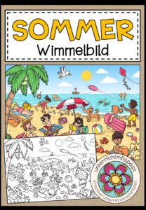 AM STRAND (Sommer) – Wimmelbild + Arbeitsblätter (für alle Sprachen geeignet)