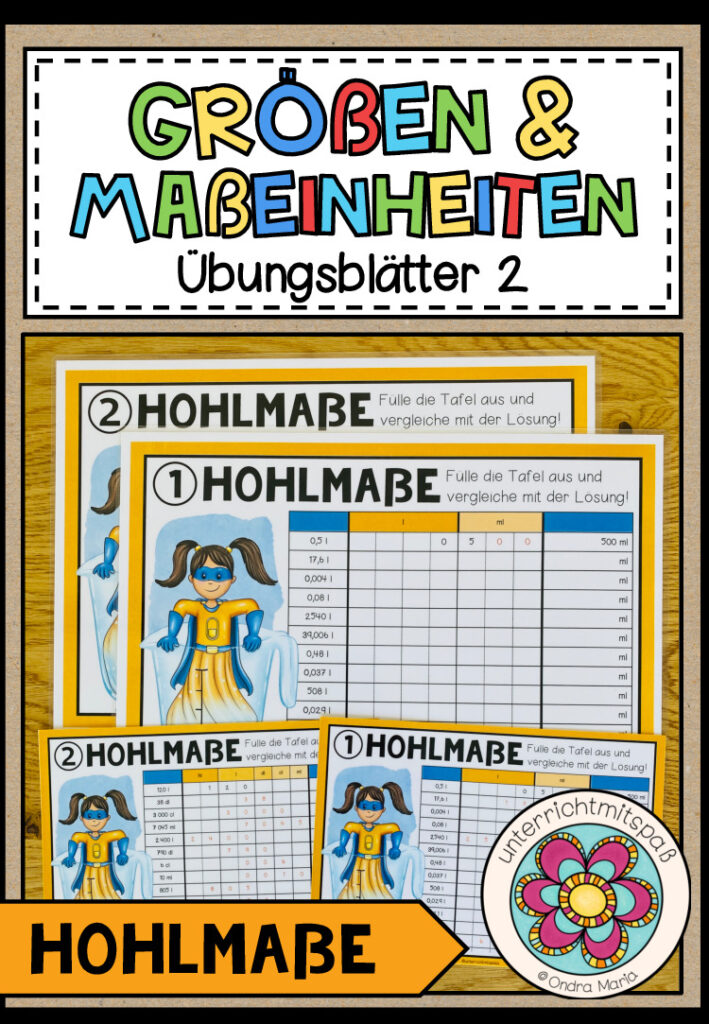 GRÖßEN UND MAßEINHEITEN – Hohlmaße (Übungsblätter 2)