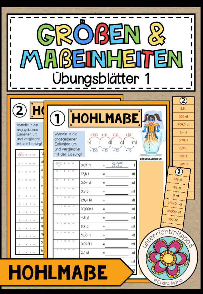 GRÖßEN UND MAßEINHEITEN – Hohlmaße (Übungsblätter 1)