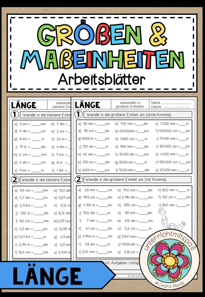 GRÖßEN UND MAßEINHEITEN – Länge (Arbeitsblätter)