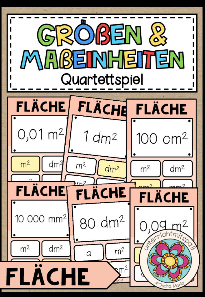 GRÖßEN UND MAßEINHEITEN – Fläche (Quartettspiel)
